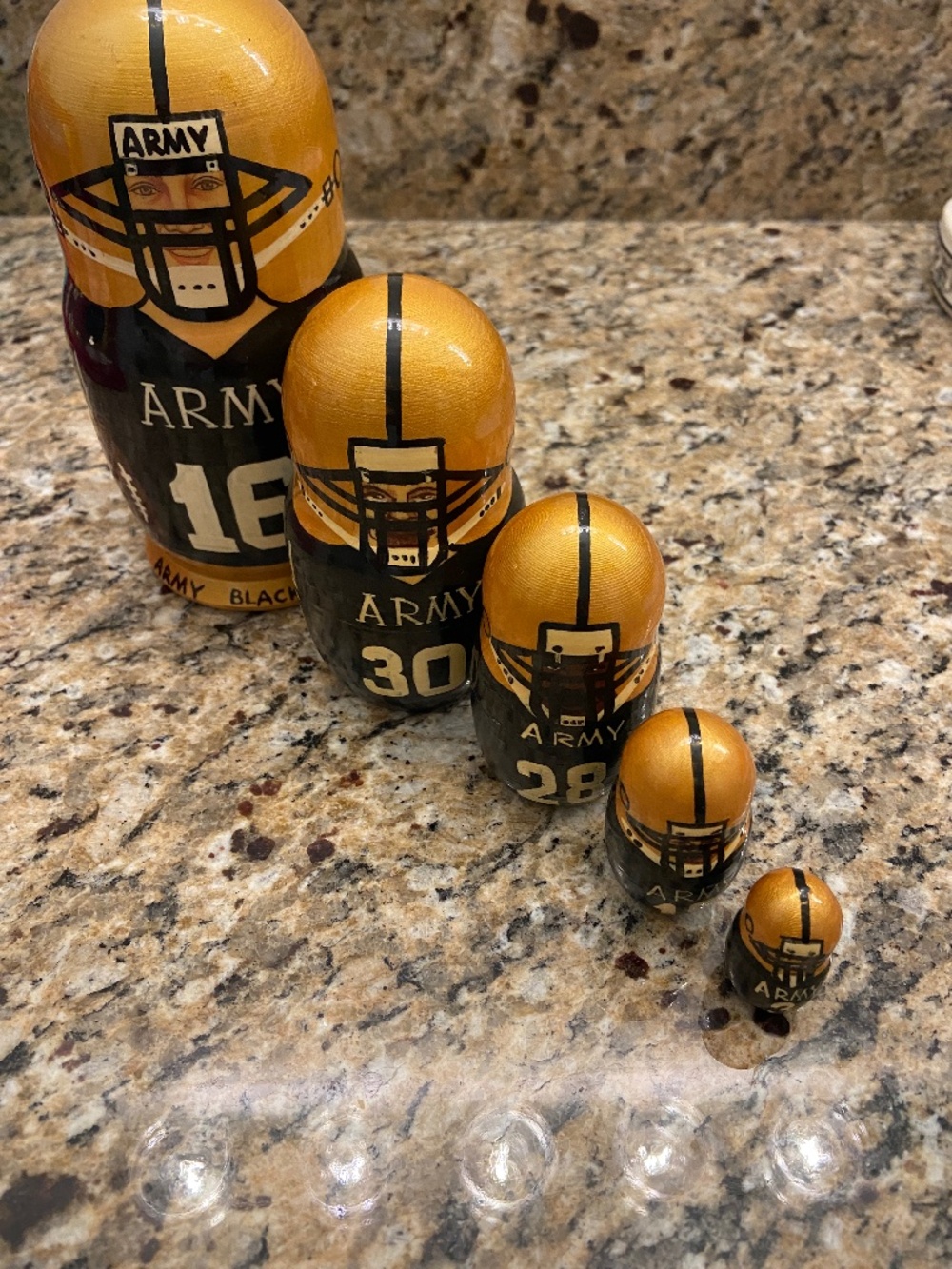 Hand painted Russian Matryoshka Nesting Dolls Army Black Knights 5 pieces